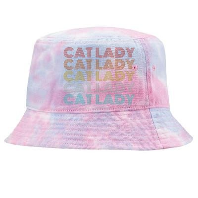 Retro Cat Lady Funny 2024 President Kamala Harris Tie-Dyed Bucket Hat