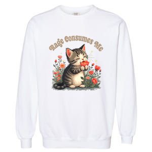 Rage Consumes Me Cat Flower Cute Kittin Cat Kitty Meme Lover Garment-Dyed Sweatshirt