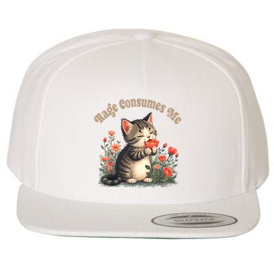 Rage Consumes Me Cat Flower Cute Kittin Cat Kitty Meme Lover Wool Snapback Cap