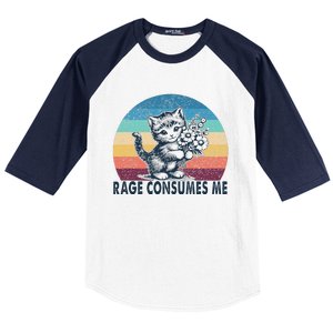 Rage Consumes Me Cat Flower Cute Kitty Cat Meme Baseball Sleeve Shirt