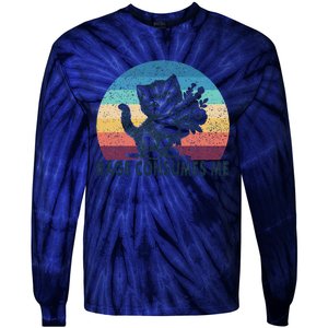 Rage Consumes Me Cat Flower Cute Kitty Cat Meme Tie-Dye Long Sleeve Shirt