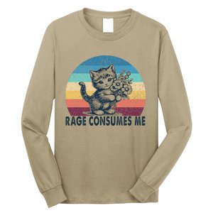 Rage Consumes Me Cat Flower Cute Kitty Cat Meme Long Sleeve Shirt