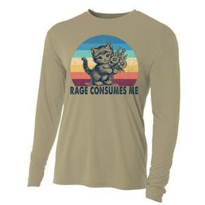 Rage Consumes Me Cat Flower Cute Kitty Cat Meme Cooling Performance Long Sleeve Crew