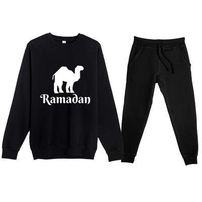 Ramadan Camel Muslim Gift Ramadan Mubarak Premium Crewneck Sweatsuit Set