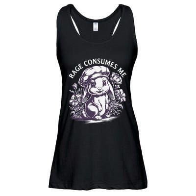 Rage Consumes Me Cute Funny Baby Bunny Flower Meme Ladies Essential Flowy Tank
