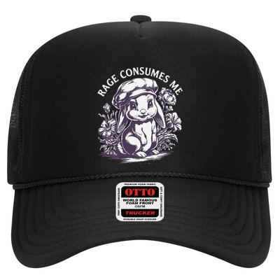 Rage Consumes Me Cute Funny Baby Bunny Flower Meme Trucker Hat