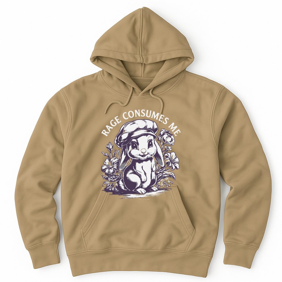 Rage Consumes Me Cute Funny Baby Bunny Flower Meme Hoodie
