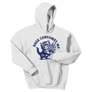 Rage Consumes Me Cat Flower Cute Kitty Cat Meme Kids Hoodie