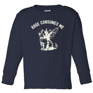 Rage Consumes Me Cat Flower Cute Kitty Cat Meme Toddler Long Sleeve Shirt