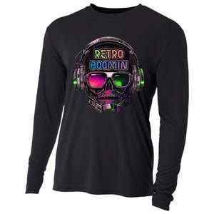 Retro Cool Music Skull Design Apparel Cooling Performance Long Sleeve Crew