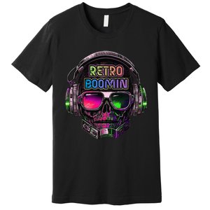 Retro Cool Music Skull Design Apparel Premium T-Shirt