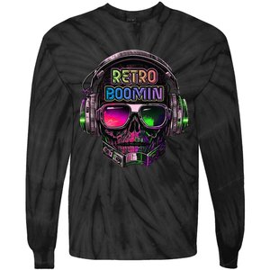 Retro Cool Music Skull Design Apparel Tie-Dye Long Sleeve Shirt