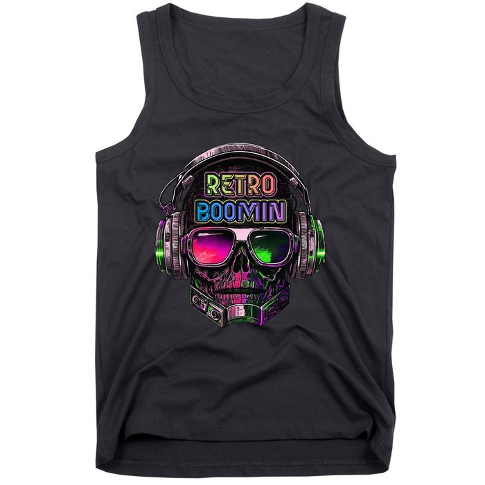 Retro Cool Music Skull Design Apparel Tank Top