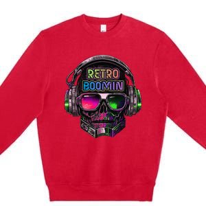 Retro Cool Music Skull Design Apparel Premium Crewneck Sweatshirt