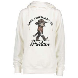 Rage Consumes Me Partner Funny Western Cowboy Cat Womens Funnel Neck Pullover Hood