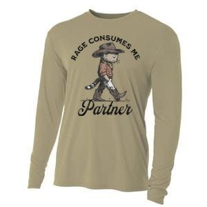 Rage Consumes Me Partner Funny Western Cowboy Cat Cooling Performance Long Sleeve Crew