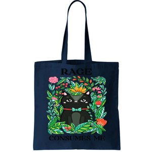 Rage Consumes Me Cat Flowers Meme Tote Bag