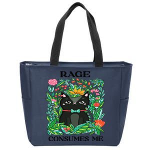 Rage Consumes Me Cat Flowers Meme Zip Tote Bag