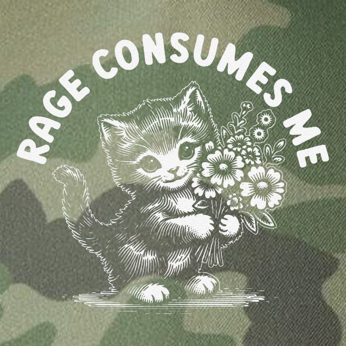 Rage Consumes Me Cat Funny Hilarious Kitten Meme Legacy Tie Dye Trucker Hat