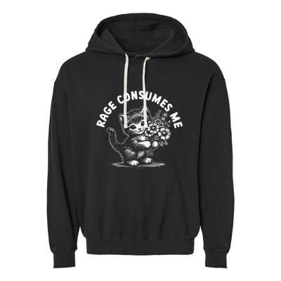 Rage Consumes Me Cat Funny Hilarious Kitten Meme Garment-Dyed Fleece Hoodie