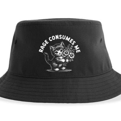 Rage Consumes Me Cat Funny Hilarious Kitten Meme Sustainable Bucket Hat