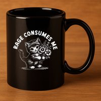 Rage Consumes Me Cat Funny Hilarious Kitten Meme 11oz C Handle Ceramic Mug