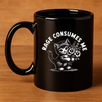 Rage Consumes Me Cat Funny Hilarious Kitten Meme 11oz C Handle Ceramic Mug