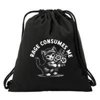 Rage Consumes Me Cat Funny Hilarious Kitten Meme Drawstring Bag