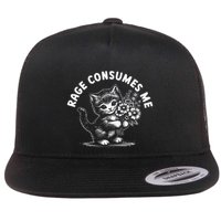Rage Consumes Me Cat Funny Hilarious Kitten Meme Flat Bill Trucker Hat