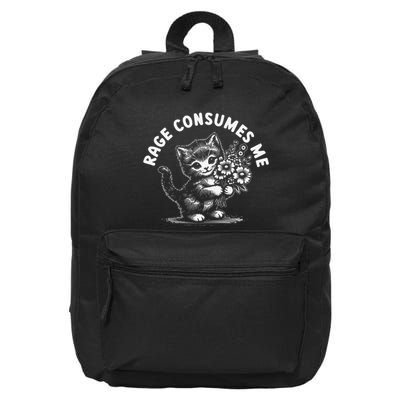 Rage Consumes Me Cat Funny Hilarious Kitten Meme 16 in Basic Backpack