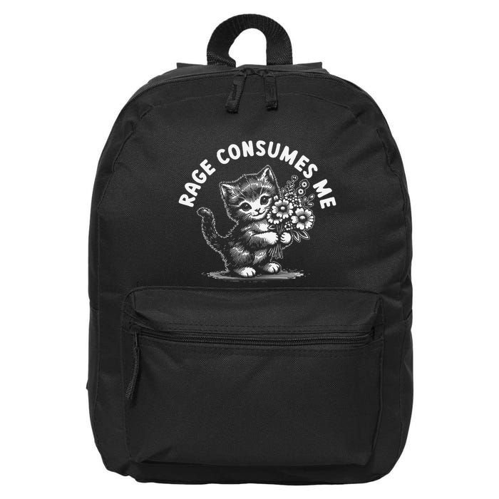 Rage Consumes Me Cat Funny Hilarious Kitten Meme 16 in Basic Backpack