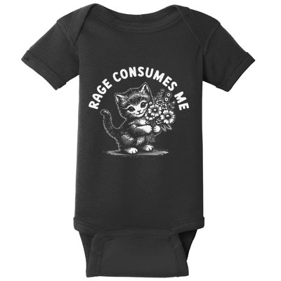 Rage Consumes Me Cat Funny Hilarious Kitten Meme Baby Bodysuit
