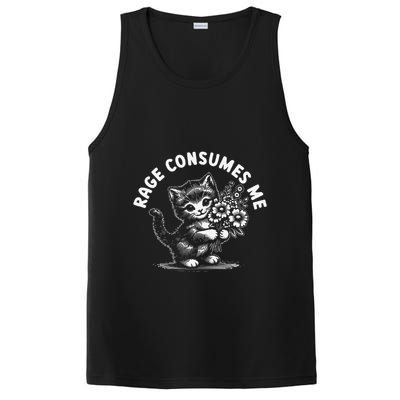 Rage Consumes Me Cat Funny Hilarious Kitten Meme PosiCharge Competitor Tank
