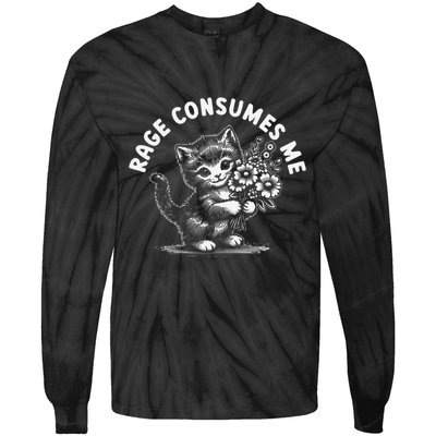 Rage Consumes Me Cat Funny Hilarious Kitten Meme Tie-Dye Long Sleeve Shirt