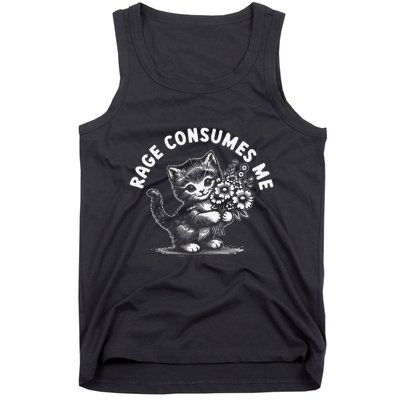 Rage Consumes Me Cat Funny Hilarious Kitten Meme Tank Top