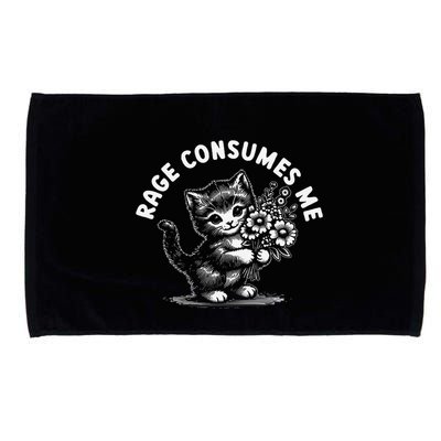 Rage Consumes Me Cat Funny Hilarious Kitten Meme Microfiber Hand Towel