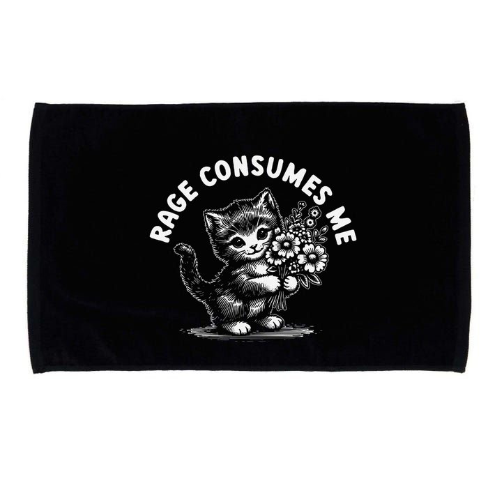 Rage Consumes Me Cat Funny Hilarious Kitten Meme Microfiber Hand Towel