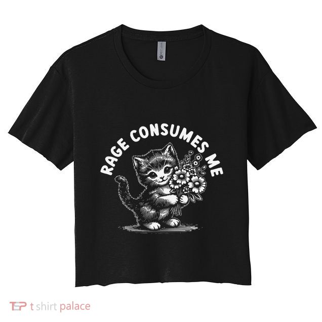 Rage Consumes Me Cat Funny Hilarious Kitten Meme Crop Top