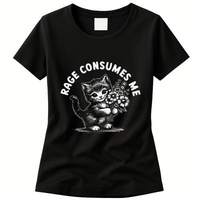 Rage Consumes Me Cat Funny Hilarious Kitten Meme Womens T-Shirt