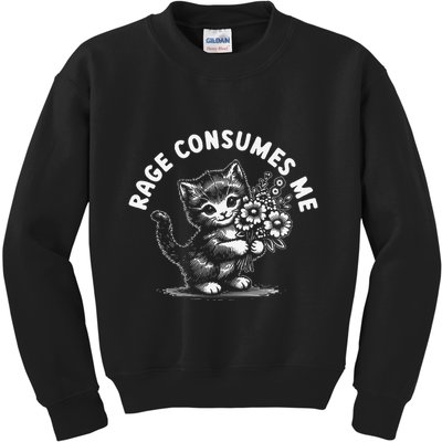 Rage Consumes Me Cat Funny Hilarious Kitten Meme Kids Sweatshirt