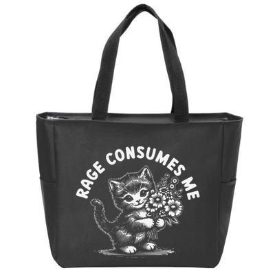 Rage Consumes Me Cat Funny Hilarious Kitten Meme Zip Tote Bag