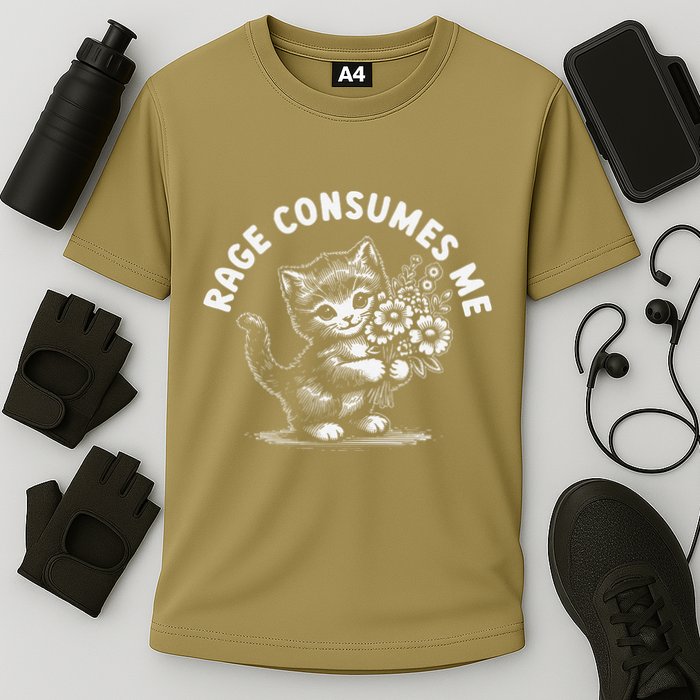 Rage Consumes Me Cat Funny Hilarious Kitten Meme Cooling Performance Crew T-Shirt