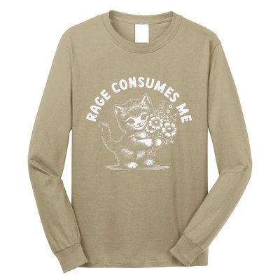 Rage Consumes Me Cat Funny Hilarious Kitten Meme Long Sleeve Shirt