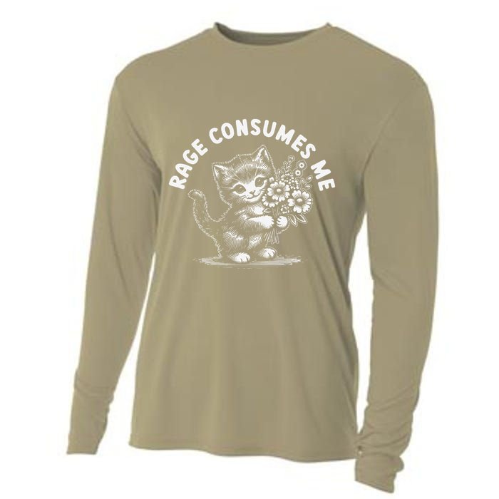 Rage Consumes Me Cat Funny Hilarious Kitten Meme Cooling Performance Long Sleeve Crew