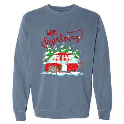 Rvs Camping Merry Christmas Funny Camper Tree Xmas Snow Funny Gift Garment-Dyed Sweatshirt