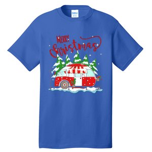 Rvs Camping Merry Christmas Funny Camper Tree Xmas Snow Funny Gift Tall T-Shirt