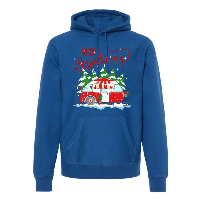 Rvs Camping Merry Christmas Funny Camper Tree Xmas Snow Funny Gift Premium Hoodie