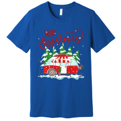 Rvs Camping Merry Christmas Funny Camper Tree Xmas Snow Funny Gift Premium T-Shirt