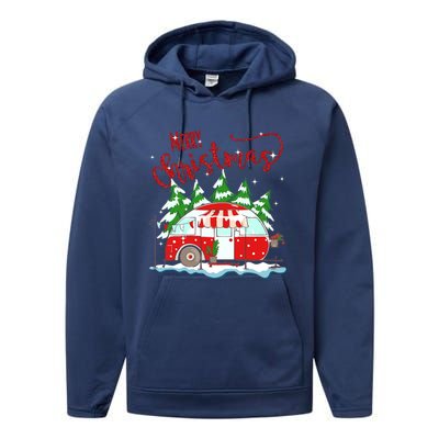 Rvs Camping Merry Christmas Funny Camper Tree Xmas Snow Funny Gift Performance Fleece Hoodie