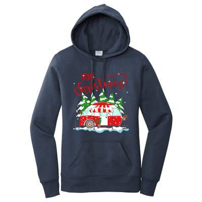 Rvs Camping Merry Christmas Funny Camper Tree Xmas Snow Funny Gift Women's Pullover Hoodie